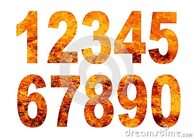 Alphabet Flame Numbers Over A White Background Vector Illustration