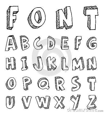 Alphabet font line - Vector illustration Vector Illustration