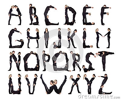 The Alphabet formed by humans. Stock Photo