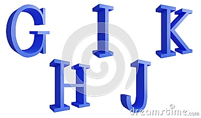 Alphabet G-K clipart element ,3D render English alphabet concept icon set Stock Photo