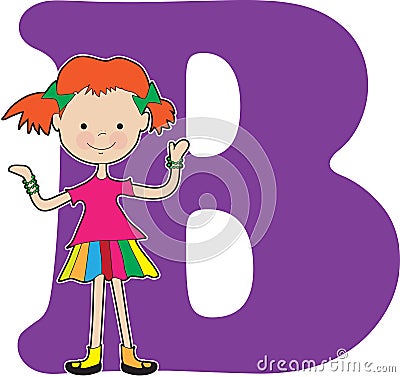 Alphabet Girl B Vector Illustration
