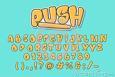 Alphabet Graffiti Bubble Yellow Cute Typography Set concept Cartoon Icon Vector Vector Illustration