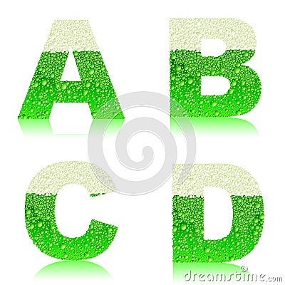 Alphabet green beer ABCD Vector Illustration