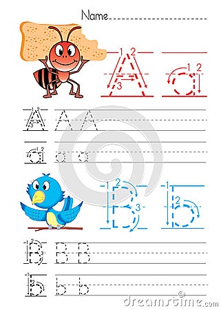 Alphabet handwriting A B Vector Illustration