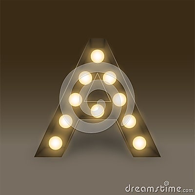 Alphabet Incandescent light bulb box set letter A, illustration Vector Illustration