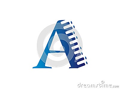 Alphabet A inside a triangle in multi colors for logo design illustration, a effect icon Cartoon Illustration