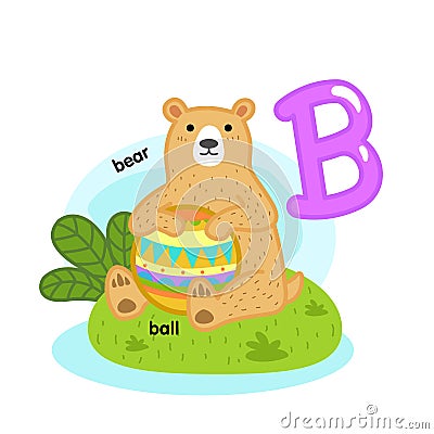 Alphabet Isolated Letter B-bear-ball Vector Illustration
