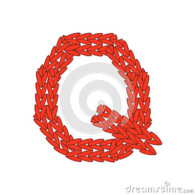 Alphabet knitted red letter on white background. Vector illustration. Vector Illustration