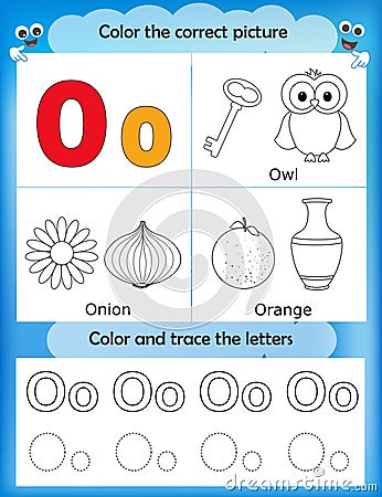 Alphabet learning and color letter O Stock Photo