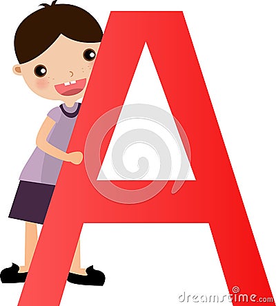 Alphabet letter A (boy) Vector Illustration