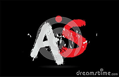 alphabet letter combination AS A S with grunge texture on black background logo Vector Illustration