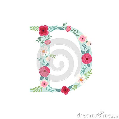 Alphabet letter D with flowers Stock Photo