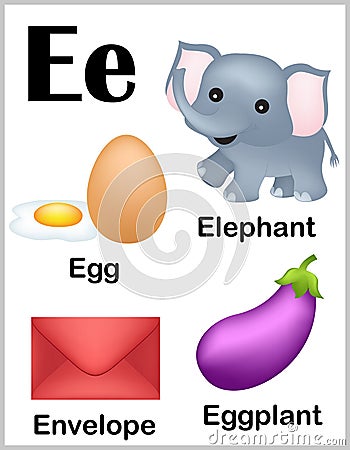 Alphabet letter E pictures Vector Illustration