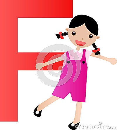 Alphabet letter F(girl) Vector Illustration