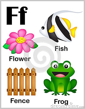 Alphabet letter F pictures Vector Illustration