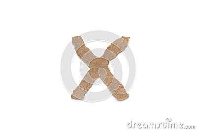 Alphabet letter font isolated over white background. English flat brown torn paper character X Stock Photo