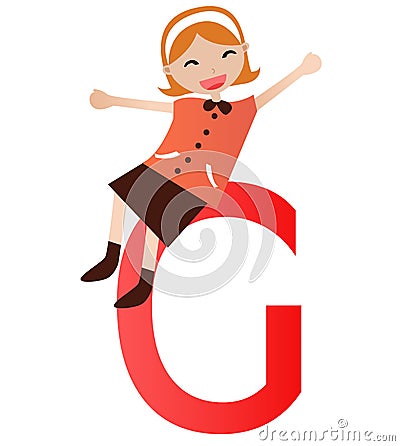 Alphabet letter G(girl) Vector Illustration
