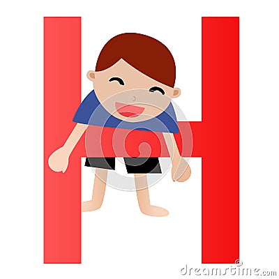 Alphabet letter H(boy) Vector Illustration