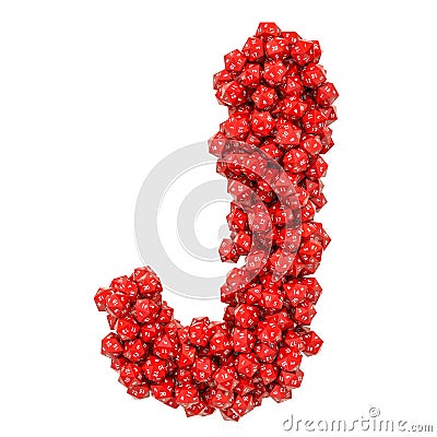 Alphabet letter J from red twenty-sided dice, 3D rendering Stock Photo