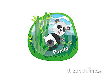 Alphabet Letter P-panda,paper cut concept Vector Illustration