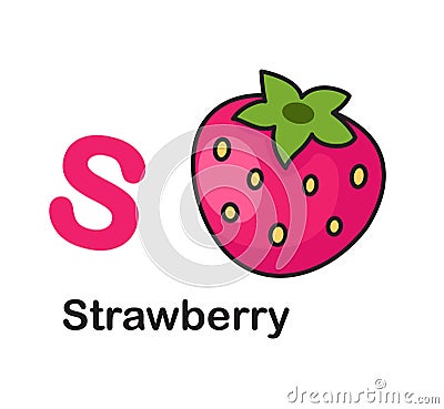 Alphabet Letter S-Strawberry Vector Illustration