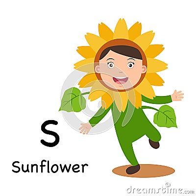 Alphabet Letter S-sunflower,vector Vector Illustration