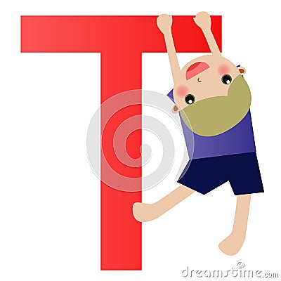 Alphabet letter T(boy) Vector Illustration