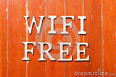 Alphabet in word wifi free on old red color wood plate background Stock Photo