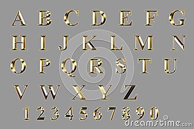 Alphabet letters from gold metal Stock Photo