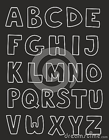 Alphabet letters hand drawn vector set isolated on Vector Illustration