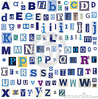 Alphabet letters made of newspaper, magazine Stock Photo