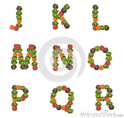 Alphabet letters made from vegetables Stock Photo