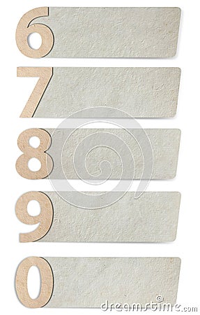 Alphabet letters number recycled paper Stock Photo