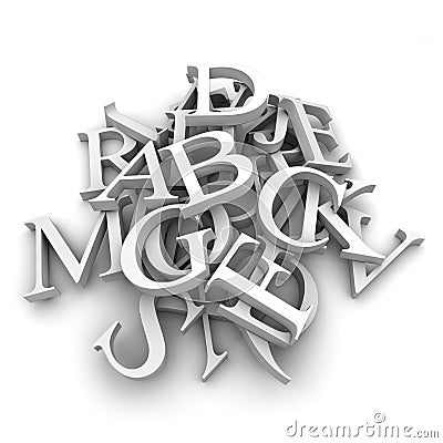 Alphabet letters poured in a heap Stock Photo