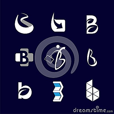 Alphabet letters set B Logo element. B letter collection Vector Template Vector Illustration