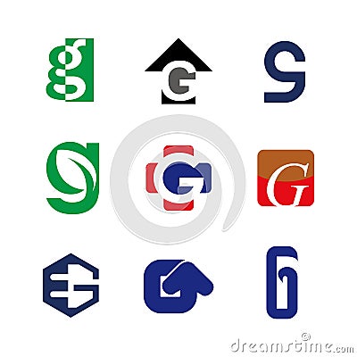 Alphabet letters set G Logo element. G letter collection Vector Illustration