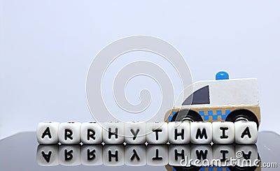 alphabet letters spelling a word arrhythmia Stock Photo