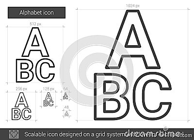 Alphabet line icon. Vector Illustration