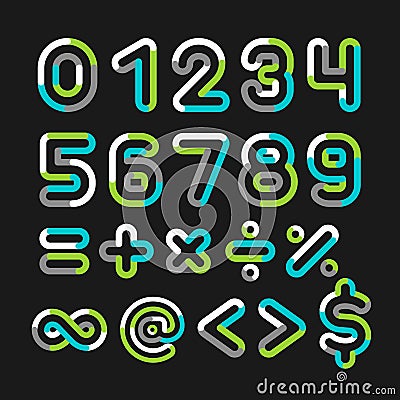 Alphabet line transparent color font style. Vector Illustration