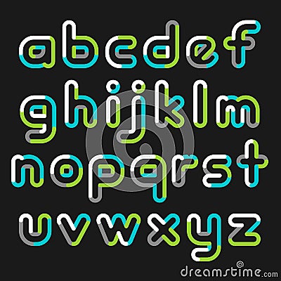 Alphabet line transparent color font style. Vector Illustration