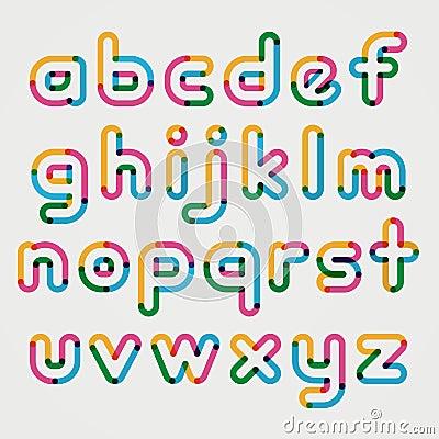 Alphabet line transparent color font style. Vector Illustration