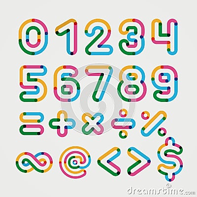 Alphabet line transparent color font style. Vector Illustration