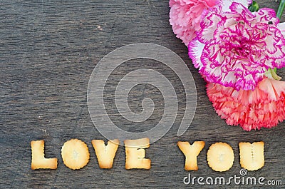 Alphabet love you and carnation Stock Photo