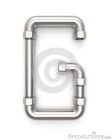 Alphabet made of Metal pipe, letter G. Cartoon Illustration