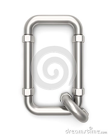 Alphabet made of Metal pipe, letter Q. Cartoon Illustration