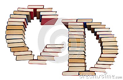Alphabet made out of books, letters C and D Stock Photo