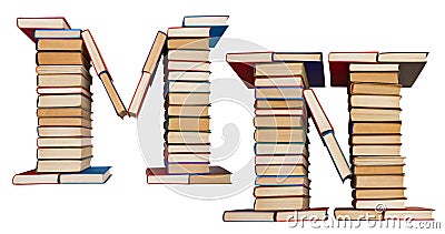 Alphabet made out of books, letters M and N Stock Photo