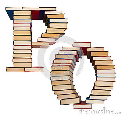 Alphabet made out of books, letters P and O Stock Photo