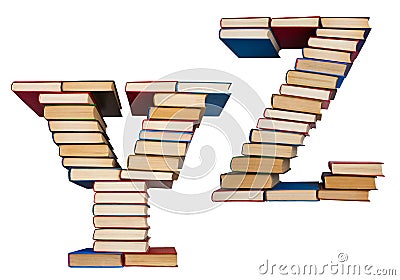 Alphabet made out of books, letters Y and Z Stock Photo