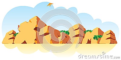 Alphabet made of stone, single word Extreme Vector Illustration